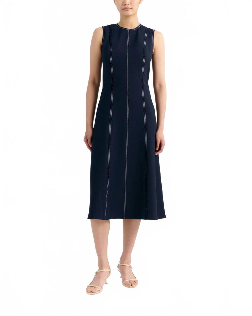 NEW CARTOLINA NANTUCKET women's rain midi dress in dark navy